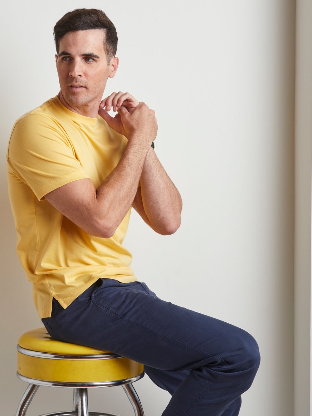 Men's Short Sleeve Crewneck T-Shirt in Yellow